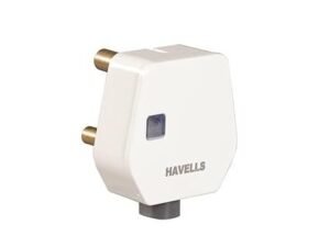Havells Polycarbonate 16A 3 Pin Flat Plug Top with Indicator Constituting Heavy Brass Parts and Longer Durability,Elegent Design with Glossy Finish (Pack of 28)