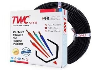 TWC Black-10 SQMM-90 METER Lite Core Electrical Wire | Insulated PVC Copper Wire | Cable for Domestic & Industrial Connection Purpose | Flame Resistant