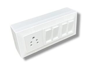 6 Gang Modular Switch Board Silver Finish 10A 4 Flat Switches 10A Sockets Wall Mount Electrical Outlet(Pack of 27)