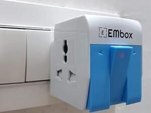 EMBOX 3 Pin Multi Plug Adapter with Individual Switch 3 Pin Plug Socket Safety Shutter Spike Buster Fuse Protected Adapter 3 Way Plug Extension for Home Office Travel-5A-250V, Pack of 2 Blue