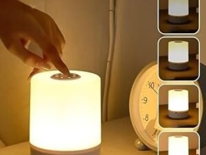 One94Store Touch Control LED Table Lamp – USB Rechargeable, Touch Control Night Light with 3-Color Dimmable Brightness for Bedroom, Living Room & Study (White, Pack of 1)