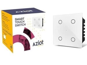 AZIOT SMART MODULAR 4 GANG TOUCH SWITCH (6 amps each) - GLASS (Not Acrylic): Elevate Your Home with Effortless Control (Fits in Anchor Roma Classic and similar plates) Home Automation, White