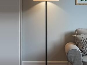 DEZIN KRAFT Metal Floor Lamp Standing Modern Black 4Ft Height With Lampshade 12 Inches Pack Of 1 (Beigeled)