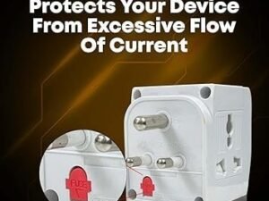 EMBOX 3 Pin Multi Plug Adapter with Individual Switch 3 Pin Plug Socket Safety Shutter Spike Buster Fuse Protected Adapter 3 Way Plug Extension for Home Office Travel-5A-250V, Pack of 1 Orange