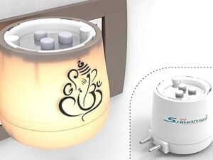 SHIVANSH TECHNOLOGY® Electric Kapoor Dani Camphor Burner & Diffuser for Home | Puja Camphor Machine with Night Lamp | Aroma Oil & Incense Burner with Safety Features (Warm White Light, Ganesh-Om)