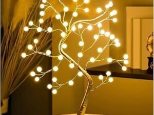REFULGIX 36 LED Pearl Bonsai Tree Lamp with Touch Switch | USB & Battery Operated Decorative Light for Home, Bedroom, Festival, Gift Use (Warm White, Pack of 1)