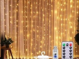Desidiya 8 Modes Curtain Lights 300 LEDs 10 Fairy Light 3Mtr Each Indoor/Outdoor Decoration for Diwali, Christmas, Wedding, Party, Home, Patio Lawn with Remote and USB Power Supply (White), 3 Meters |