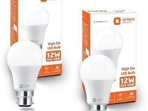 Orient Electric 12W High Glow LED bulb| 180-degree wide beam angle| Voltage surge protection up to 4 kV| 6500K, Cool White| B22d base| Made in India| Pack of 2
