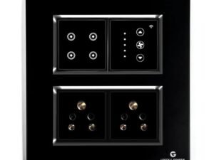 L&G 8 Modular Smart Switch Board | 2 Smart Switch Control, 1 Smart Fan Regulator, 2 Socket (Size: 8M Square- 154 x 160 x 45 mm)