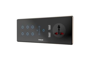 Goldmedal 6Module I-Touch Wifi Panel|6 Switch,Fan Regulator,6A Socket And Twin Usb|Home Automation|No Gateway Required|Works With Iworld App& Rf Remote,160-240 Volts