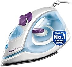 Philips Steam Iron GC1905/21 (World no. 1 Ironing Brand) – Black non-stick soleplate, Powerful 17gm/min steam output & 1300 W Quick heat-up