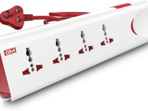 GM 3060 Extension Board 10Amp Output 250 Volts with 2 Mtr Extension Cord & Surge Protector | Master Switch, Safety Shutter, 4 International Sockets | Multi Plug Travel Adapter for Home Appliances