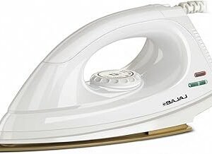 Bajaj DX-7 1000 Watts Dry Iron | Advance Soleplate And Anti-Bacterial German Coating Technology | Light Weight Iron | Thermal Safety Fuse | 360 Degree Swivel Cord | 2-Yrs Warranty 【White】