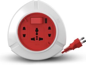 GM 3041 Trio 2-Pin Flex Box with 5M Copper Cord | Universal 3-Pin & 2-Pin Sockets | Master Switch, LED Indicator | Safety Sleeve, Cable Guard, Polycarbonate Body | Home & Office Use