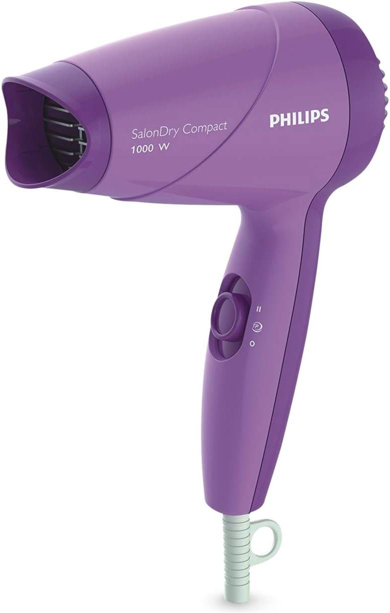 Philips India's No.1 Hair Styling Brand -Hair Dryer 1000W |Blow Dry for Men & Women | 2 Heat Settings| ThermoProtect tech |Travel-Friendly, Quick Dry, Frizz Control | For Indian Hair |HP8100/46 Purple