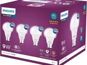 Philips Ace Saver 9 Watt LED Bulb, Base B22 (Cool Day Light), Pack of 4