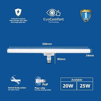 Philips Compact 2ft 20-watt LED T-Beamer | Stellar Bright B22 LED Bulb for Home | Cool Day Light, Pack of 1 - Image 3