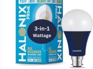 Halonix All Rounder Base B22D 15W,8W,0.5W Multi Wattage Adjustable Light Led Bulb (Pack Of 1, White & Yellow)