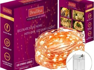 Desidiya 3AA Battery Powered Copper String Decorative LED Fairy Lights Warm White, 10 Meters, 100 LED's (Pack of 1)