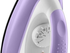 USHA Armor 1100 watts Dry Iron with Shock Proof Plastic Body | Single Coat Black Non Stick Soleplate for Longer Durability|Overheat Safety Shutoff |180° Swivel Cord | 2 Years Warranty|(Purple & White)