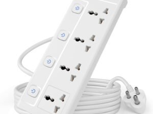 Cablet 250 Volts Extension Board 2500W 10A, 4 Universal Sockets, Individual Switches, 1.8M Heavy Duty Copper Wire, LED Indicator, Power Strip for Home and Office Use