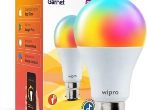wipro 9-Watt B22 WiFi Smart LED Bulb with Music Sync (16 Million Colours + Warm White/Neutral White/White) (Compatible with Amazon Alexa and Google Assistant), Standard (NS9400)(Pack of 1)