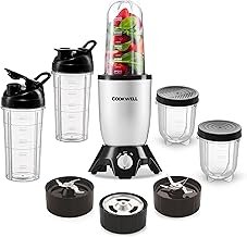 Cookwell Bullet Mixer Grinder (5 Jars, 3 Blades, Silver) - Copper, 600 Watts - 2 Year Warranty