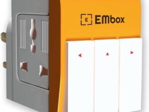 EMBOX 3 Pin Multi Plug Adapter with Individual Switch 3 Pin Plug Socket Safety Shutter Spike Buster Fuse Protected Adapter 3 Way Plug Extension for Home Office Travel-5A-250V, Pack of 1 Orange