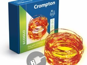 Crompton Galaxy Decoration Copper USB Powered String Fairy Lights with 100 Led Light (10 Meters / 32 Feet, Warm White, Pack of 1)