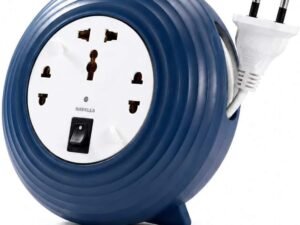 Havells Cosmo Reel| Extension Board - 5 Mtr ISI Marked Cable|3 Pin & 2x2 Pins Universal Sockets with Master Switch| LED Indicator| 6A,1440 Watts, 240 Volts| Ultra-Smooth Rotation, Blue