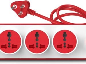 GM 3257 10 Amp Extension Board with 2 Metre Heavy Duty Copper Extension Cord – 4 International Sockets, Master Switch, LED Indicator with Safety Shutter