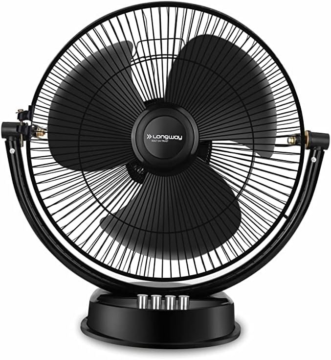 LONGWAY Speedy P1 300 mm/12 inch Ultra High Speed 3 Blade Anti-Dust Decorative Star Rated Table Fan (Black, Pack of 1) - Image 2