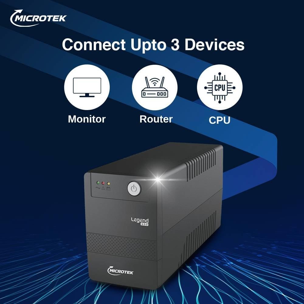 Microtek Legend 650 Line Interactive UPS 650VA/360W, Micro Processor Based UPS System, an Ideal Power Backup & Protection for Desktop PC & Home Office with 2 Years on Electronics and 1 year on Battery - Image 3