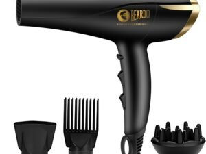 BEARDO Studio Professional Tornado Hair Dryer With 2000 Watts Power|Ac Motor, Concentrator, Diffuser, 2 Speeds, 3 Temperature Settings & Cool Shot Feature|For Professional Drying Experience|Black