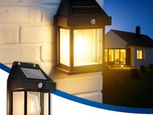 Btag Sun-Powered Wall Light Outdoor with Motion Sensor – Waterproof Exterior LED Sconce Lamp, Auto Charging Security Light for Porch, Patio, Garden, Pathway & Yard Lighting. PO1 (SL002_Warm Yellow)