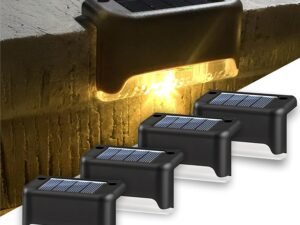 BTAG Solar-Powered Deck Light – IP65 Waterproof LED Step, Stair, Fence & Railing Light with Wide-Angle Illumination, Rechargeable Outdoor Lighting for Yard, Patio & Pathway.Pack of 4