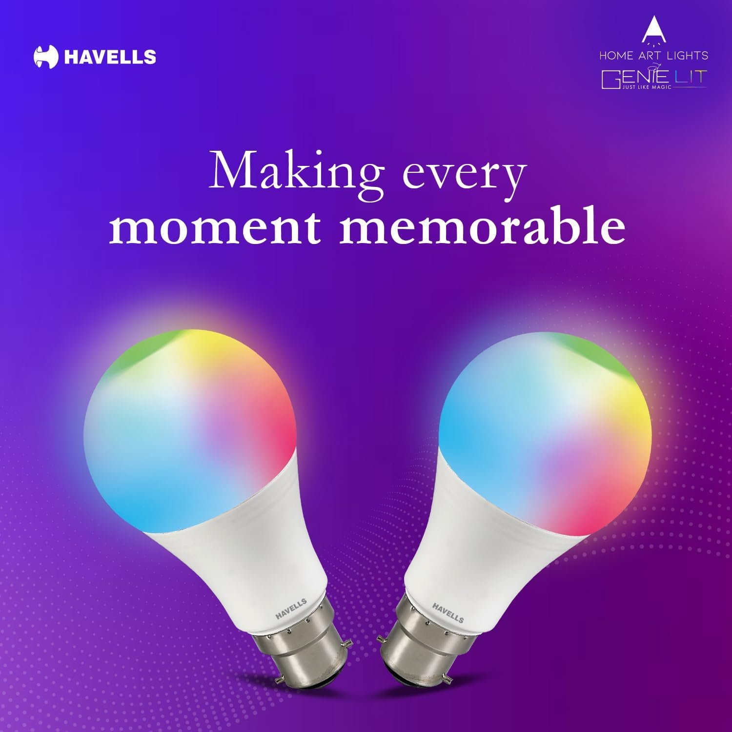 Havells Glamax 9W B22 WiFi LED Smart Bulb with Music Sync Function, Compatible with Amazon Alexa and Google Assistant (16M Colours) - Image 3