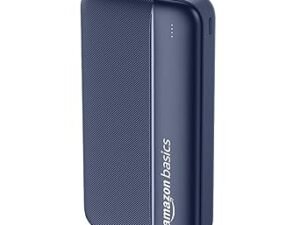 Amazon Basics 20000 mAh Power Bank | 22.5W Fast Charging | Dual Output & Input | Charge 3 Devices Simultaneously | for Smartphones, TWS Earbuds, Speakers, Tablets (Dark Blue)