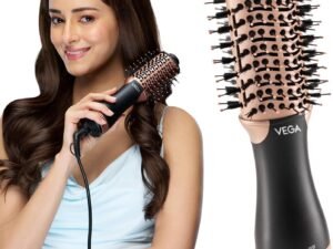 VEGA Litstyle L3 Volumizer Hair Blow Dryer Brush With 3 Heat/2 Speed Settings, 360° Airflow Vent, 3 in 1 Compact Hot Air Brush For Women, Tourmaline Ceramic Coated Barrel, 500 Watts, (VHSD-03)