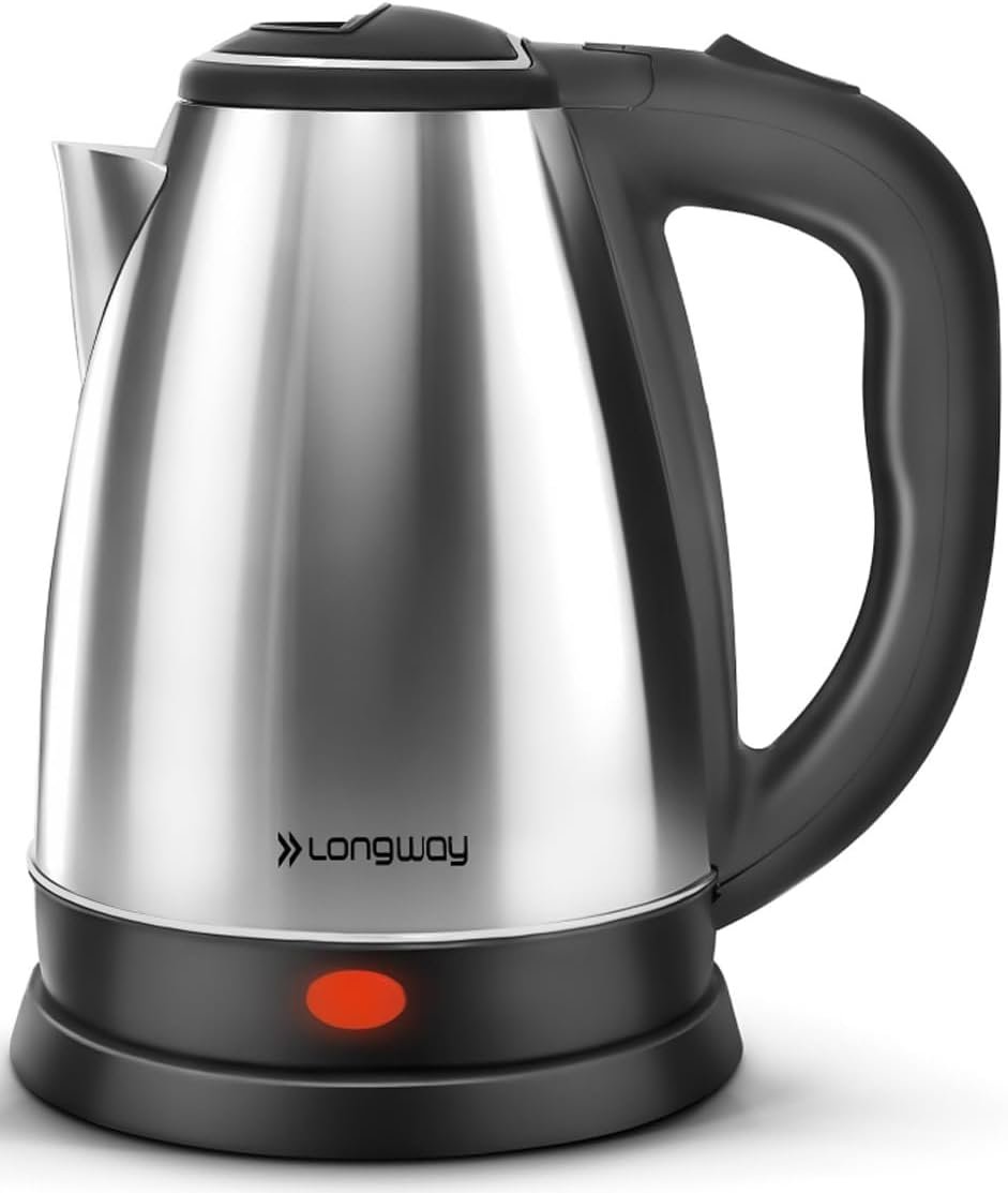 Longway Kestro 2 Liter Electric Kettle with Stainless Steel Body for Water Boiling, Tea/Coffee, Noodles And Soups (Black & Silver, 1500 Watt) - Image 2