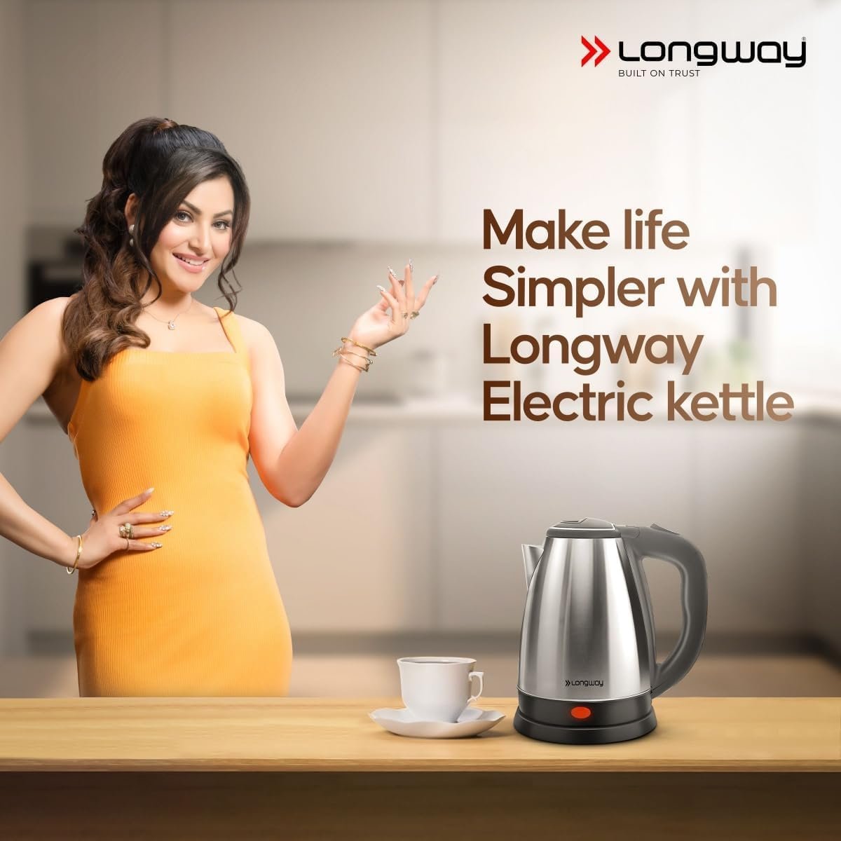 Longway Kestro 2 Liter Electric Kettle with Stainless Steel Body for Water Boiling, Tea/Coffee, Noodles And Soups (Black & Silver, 1500 Watt) - Image 3