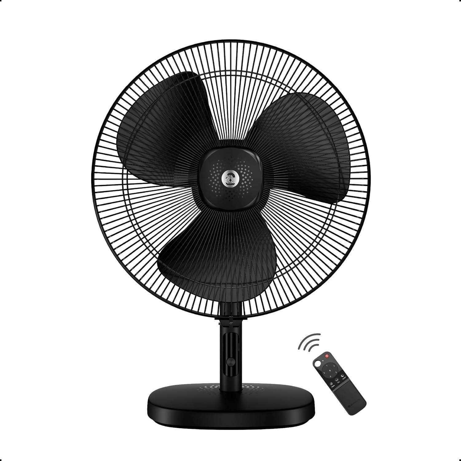 atomberg Renesa 400mm Table Fan | Ideal for Home & Office | Silent BLDC | High Air Delivery | 6 Speeds | 35W | Remote with Oscillation, Timer, Sleep | Easy to Clean | 2 Years Warranty (Black) - Image 2
