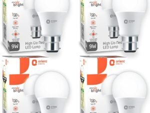 Orient Electric 9W High Glow LED bulb| 180-degree wide beam angle| Voltage surge protection up to 4 kV| 6500K, Cool White| B22d base| Made in India| Pack of 4