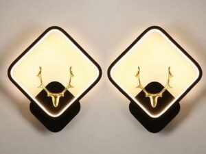 Desidiya Aluminium Deer Pendant Light for Living Room Decor Fancy Indoor/Outdoor Decorative Lights for Bedroom, Black Square Fancy Lights Bedroom, Home Decoration Wall Light - Pack of 2