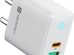 Portronics 35W Adapto 35B Dual Port Fast Charging Adaptor with Type C PD Port & USB-A Port, LED Indicator, PPS Technology, 18W USB Output, Supports iPhone, Samsung & Other Android Devices(White)