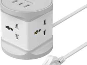 Portronics Power Plate 9 Pro, 2500W 7-in-1 Desktop Charging Station with 4X Universal Sockets, 12W USB-A & Type-C Ports, Space-Saving Power Extender, 2M Cord, Power Switch, Child Proof Shutters