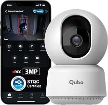Qubo Smart Cam 360° 3MP [2026 Edition] by Hero Group | STQC Certified | AI Person Detection | Intruder Alarm | Color Night Vision | Two-Way Talk | Records Directly on Cloud | No SD Card Required