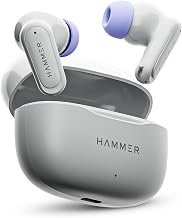 HAMMER Airflow Neo Earbuds with 80H Playtime, 13mm Titanium Driver, 40ms Gaming Mode, Fast Charging Buds, Type-C Charging, Voice Assistant, Lightweight Dual-Tone Design (Grey)